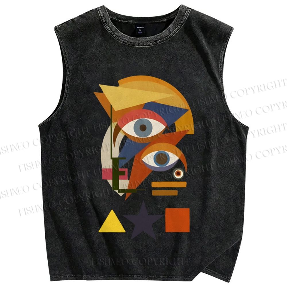Unisex David Bowie Eye Graffiti Printed Washed Tank Top