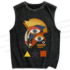 Unisex David Bowie Eye Graffiti Printed Washed Tank Top