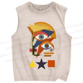 Unisex David Bowie Eye Graffiti Printed Washed Tank Top
