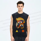 Unisex David Bowie Eye Graffiti Printed Washed Tank Top