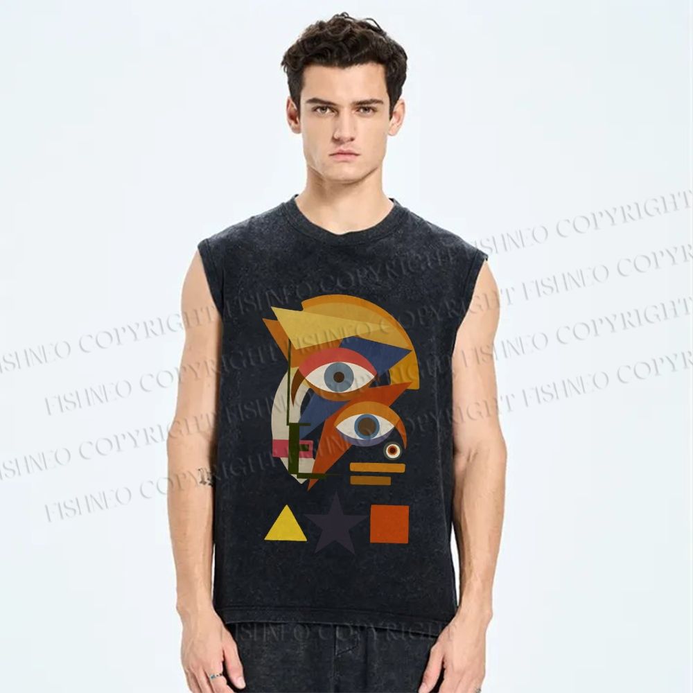 Unisex David Bowie Eye Graffiti Printed Washed Tank Top