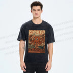 Unisex Japanese Cooking Octopus Printed Washed Tee