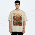Unisex Japanese Cooking Octopus Printed Washed Tee