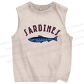 Unisex Sardines Printed Washed Tank Top