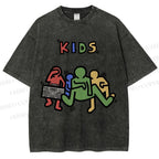 Unisex Kids Printed Washed Tee