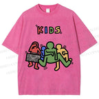 Unisex Kids Printed Washed Tee