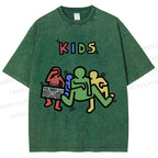 Unisex Kids Printed Washed Tee