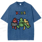 Unisex Kids Printed Washed Tee