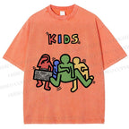 Unisex Kids Printed Washed Tee