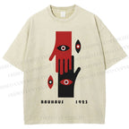 Unisex Bauhaus Art Hands Eyes Printed Washed Tee