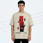 Unisex Bauhaus Art Hands Eyes Printed Washed Tee