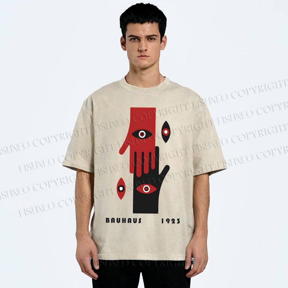 Unisex Bauhaus Art Hands Eyes Printed Washed Tee