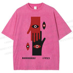 Unisex Bauhaus Art Hands Eyes Printed Washed Tee