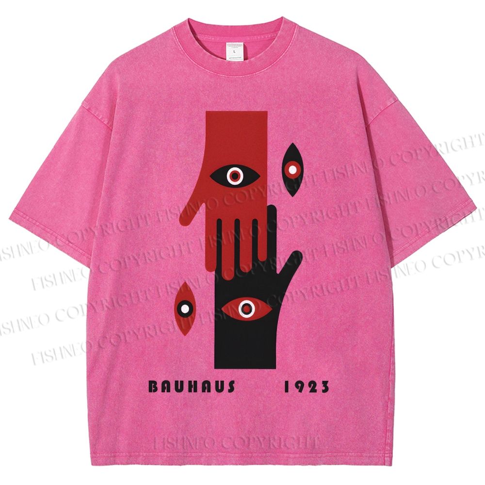 Unisex Bauhaus Art Hands Eyes Printed Washed Tee