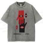 Unisex Bauhaus Art Hands Eyes Printed Washed Tee