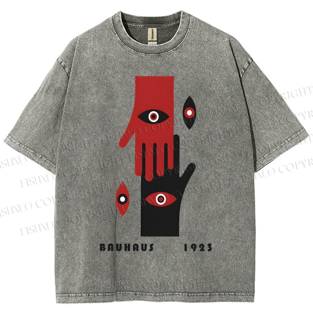 Unisex Bauhaus Art Hands Eyes Printed Washed Tee