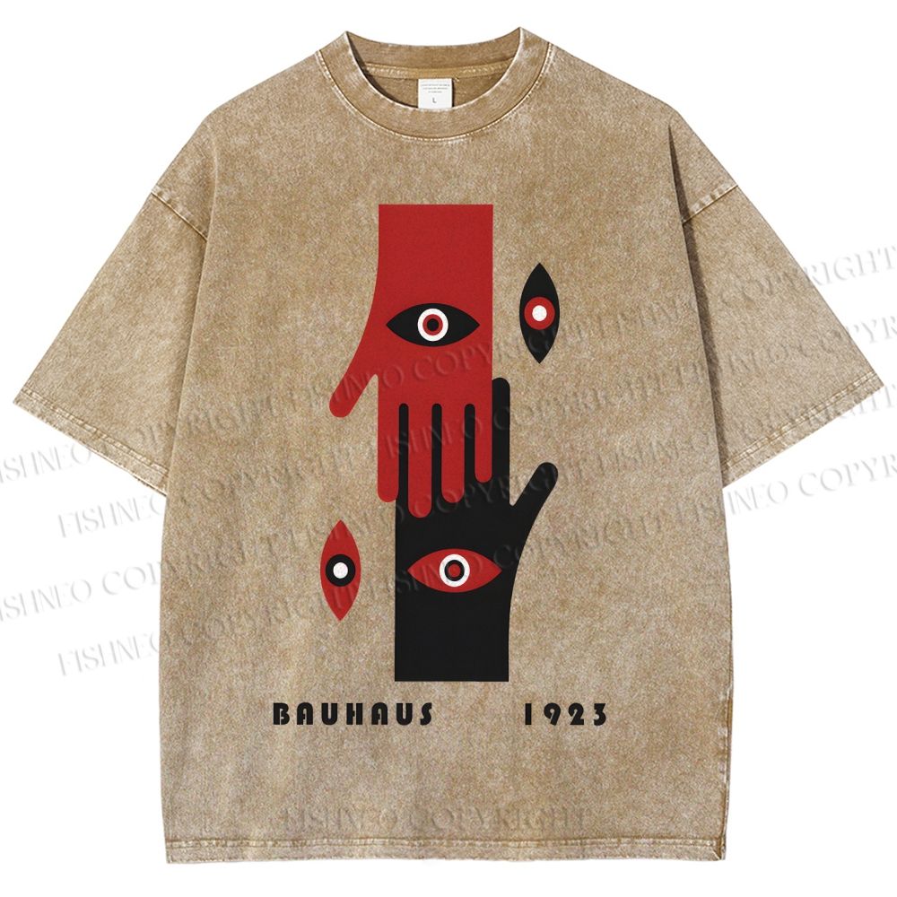 Unisex Bauhaus Art Hands Eyes Printed Washed Tee