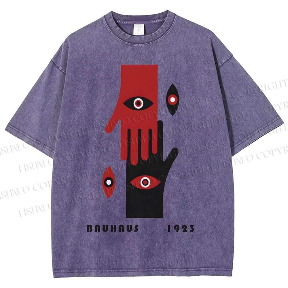 Unisex Bauhaus Art Hands Eyes Printed Washed Tee