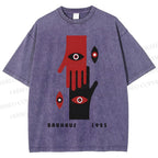 Unisex Bauhaus Art Hands Eyes Printed Washed Tee