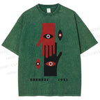 Unisex Bauhaus Art Hands Eyes Printed Washed Tee