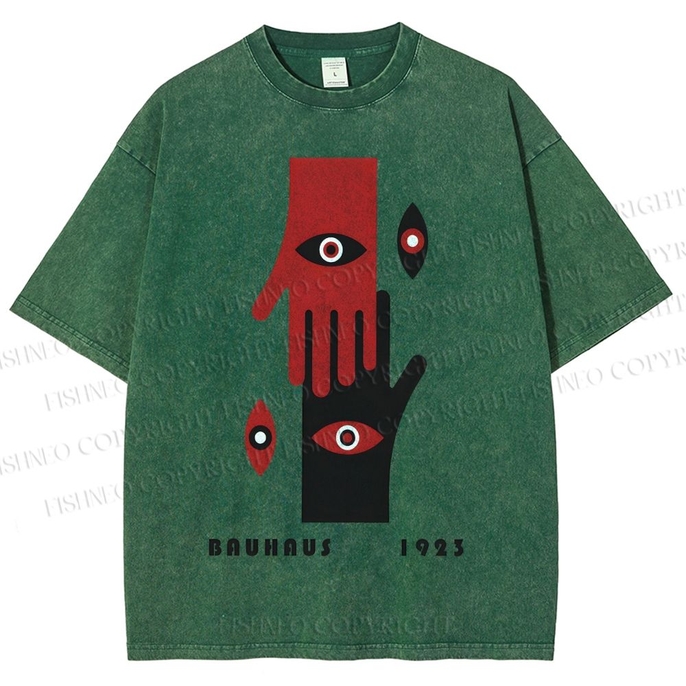 Unisex Bauhaus Art Hands Eyes Printed Washed Tee