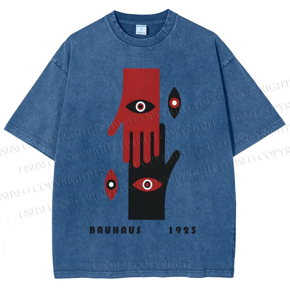 Unisex Bauhaus Art Hands Eyes Printed Washed Tee