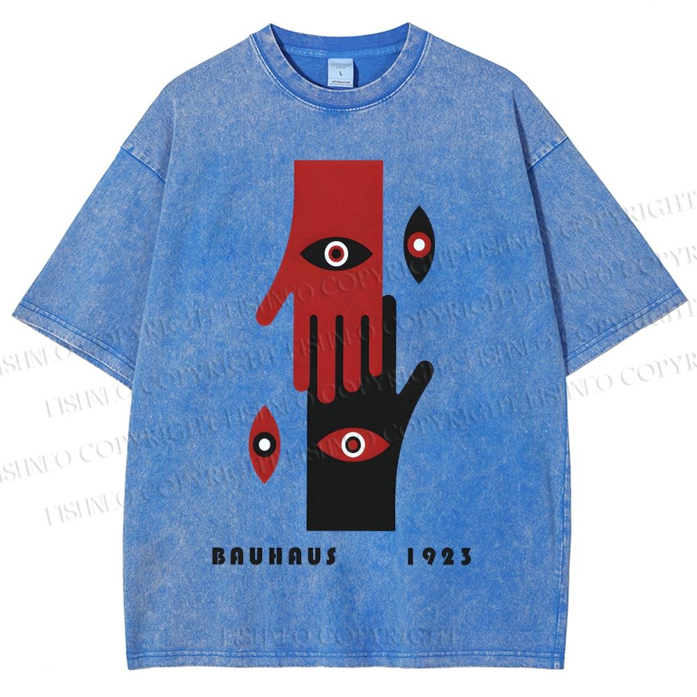 Unisex Bauhaus Art Hands Eyes Printed Washed Tee