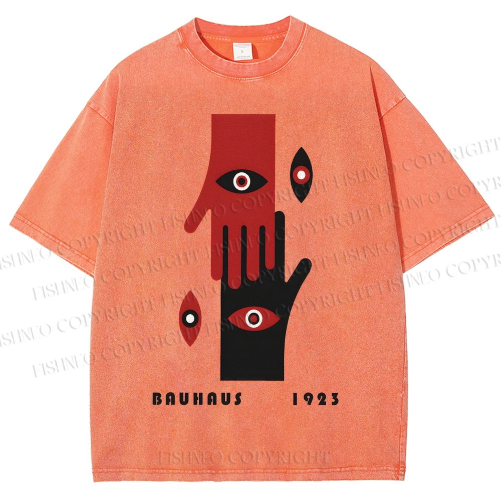 Unisex Bauhaus Art Hands Eyes Printed Washed Tee