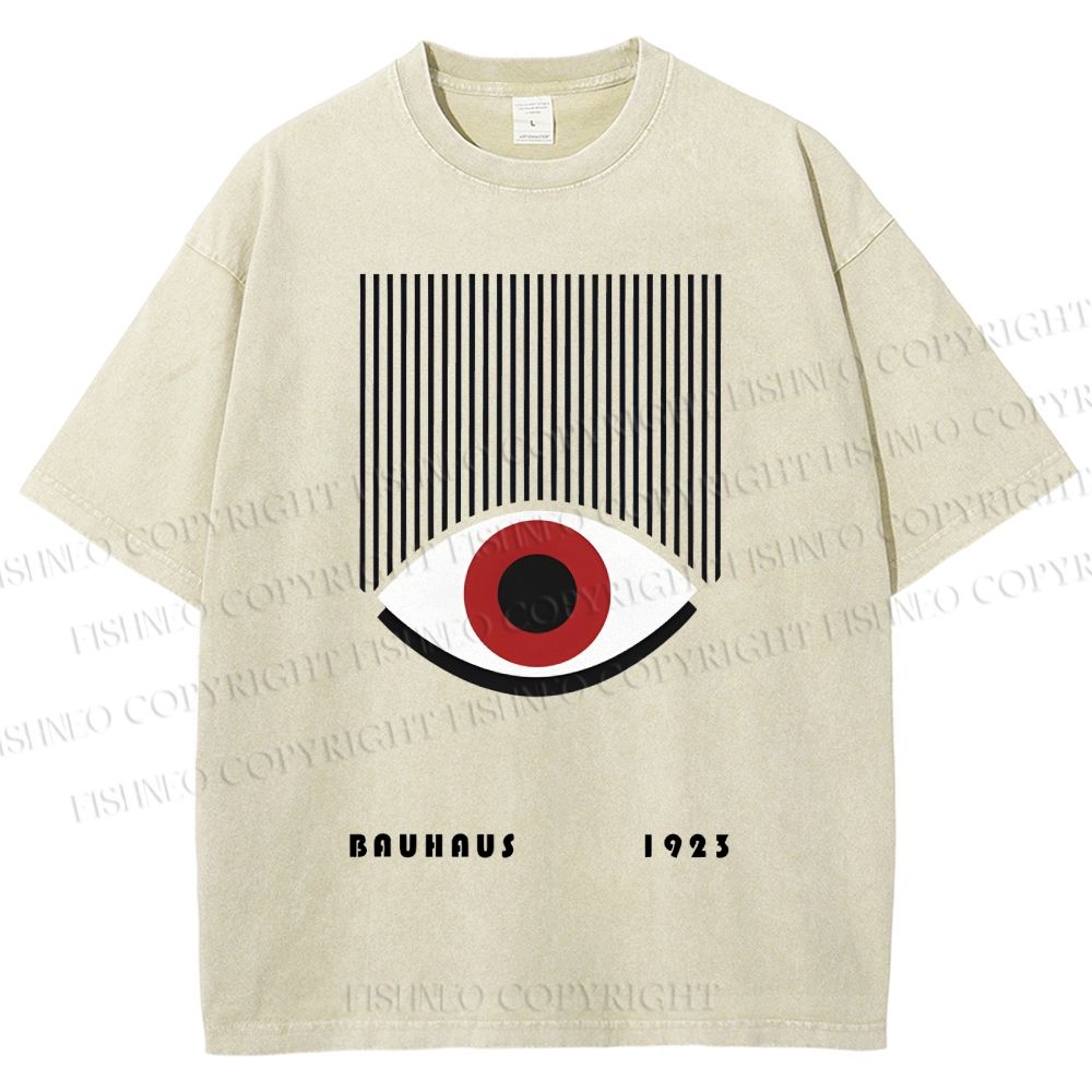 Unisex Bauhaus Geometric Eyes Printed Washed Tee