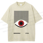 Unisex Bauhaus Geometric Eyes Printed Washed Tee