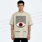 Unisex Bauhaus Geometric Eyes Printed Washed Tee