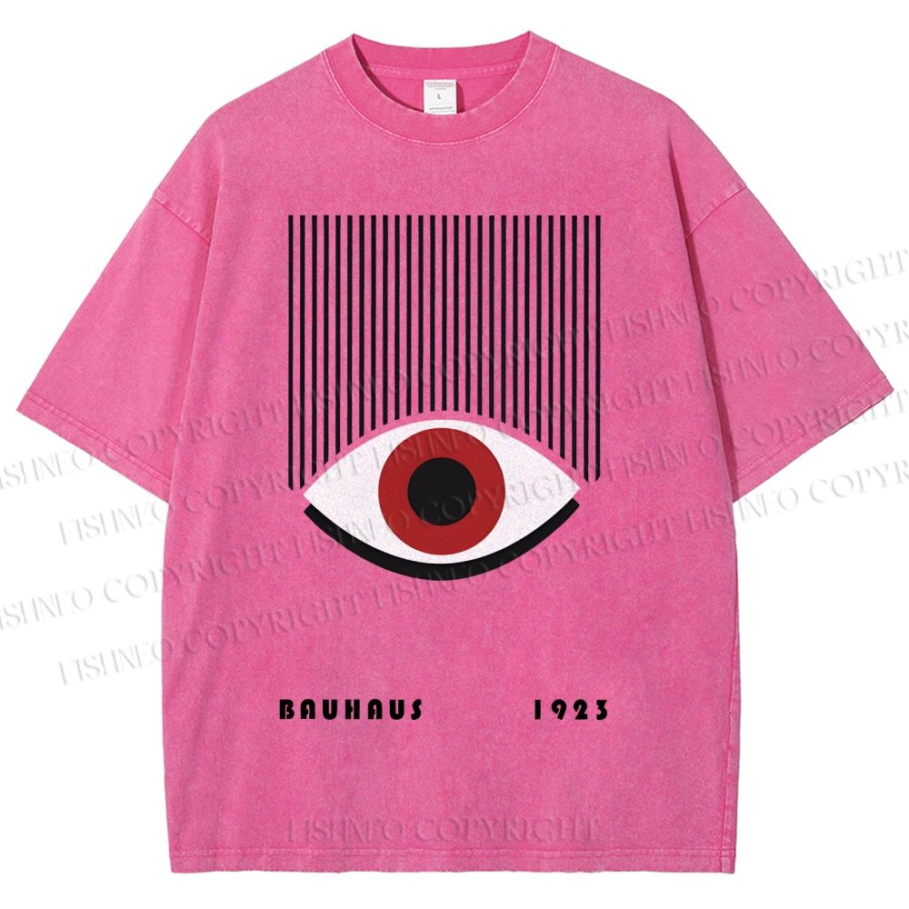 Unisex Bauhaus Geometric Eyes Printed Washed Tee
