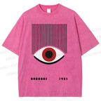 Unisex Bauhaus Geometric Eyes Printed Washed Tee