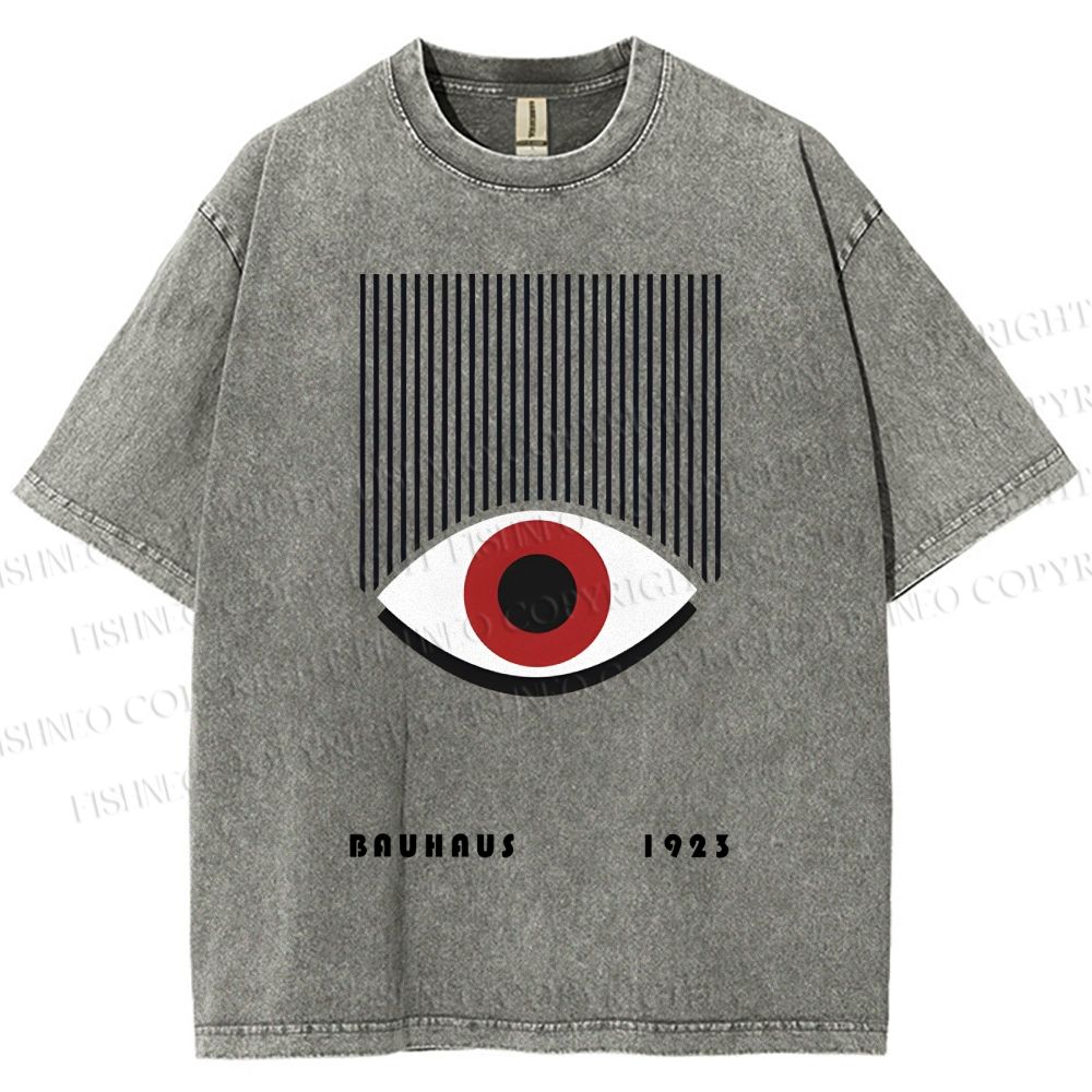 Unisex Bauhaus Geometric Eyes Printed Washed Tee