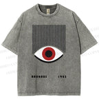 Unisex Bauhaus Geometric Eyes Printed Washed Tee