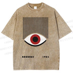 Unisex Bauhaus Geometric Eyes Printed Washed Tee