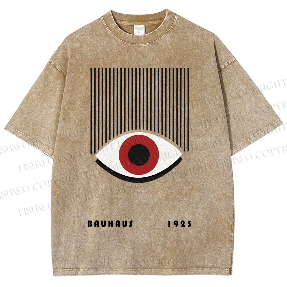 Unisex Bauhaus Geometric Eyes Printed Washed Tee