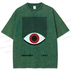 Unisex Bauhaus Geometric Eyes Printed Washed Tee