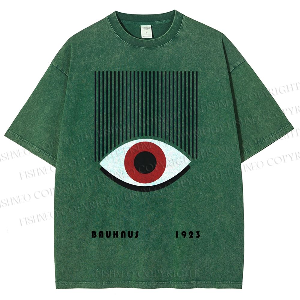 Unisex Bauhaus Geometric Eyes Printed Washed Tee
