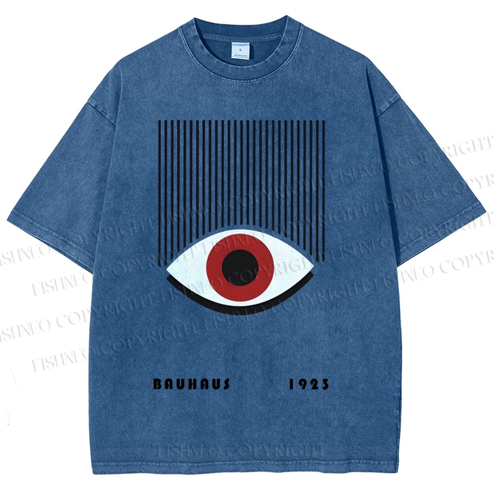 Unisex Bauhaus Geometric Eyes Printed Washed Tee