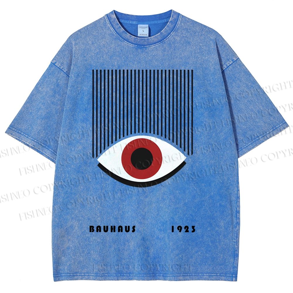 Unisex Bauhaus Geometric Eyes Printed Washed Tee