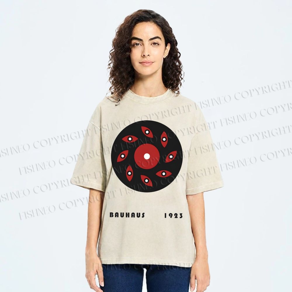 Unisex Bauhaus Art Eyes Printed Washed Tee
