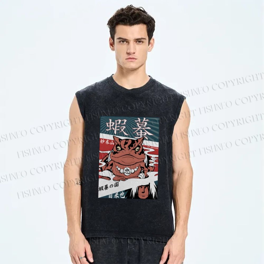 Unisex Gamabunta Printed Washed Tank Top