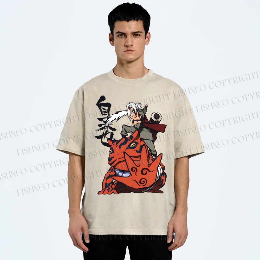 Unisex Jiraiya Gamabunta Printed Washed Tee
