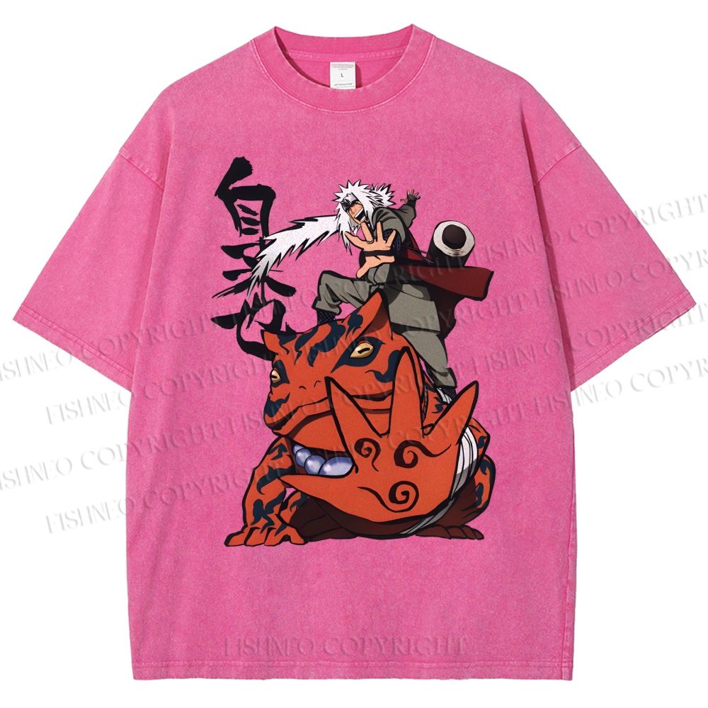 Unisex Jiraiya Gamabunta Printed Washed Tee