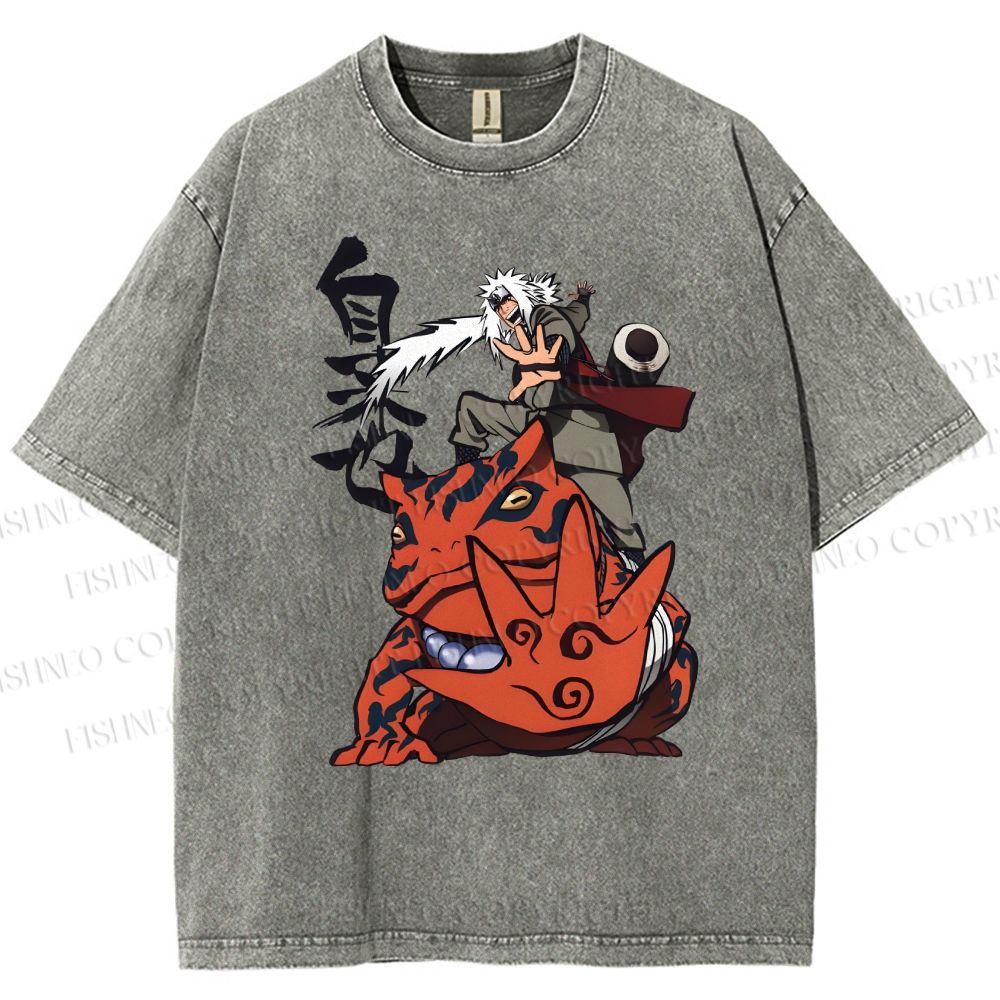 Unisex Jiraiya Gamabunta Printed Washed Tee