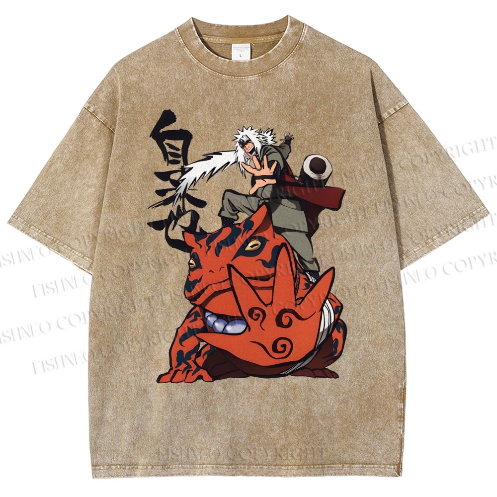 Unisex Jiraiya Gamabunta Printed Washed Tee