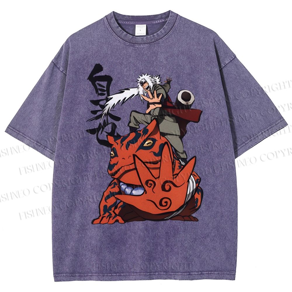 Unisex Jiraiya Gamabunta Printed Washed Tee