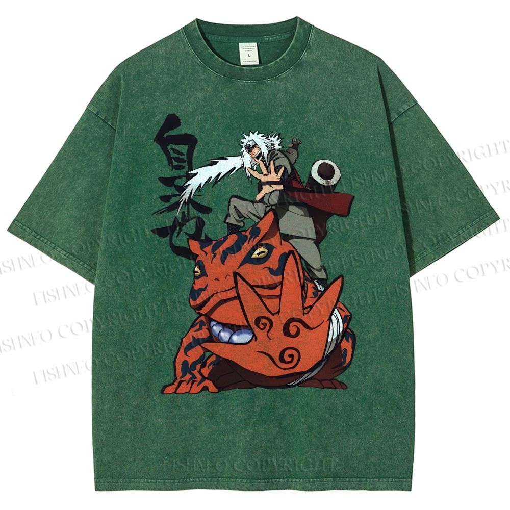 Unisex Jiraiya Gamabunta Printed Washed Tee