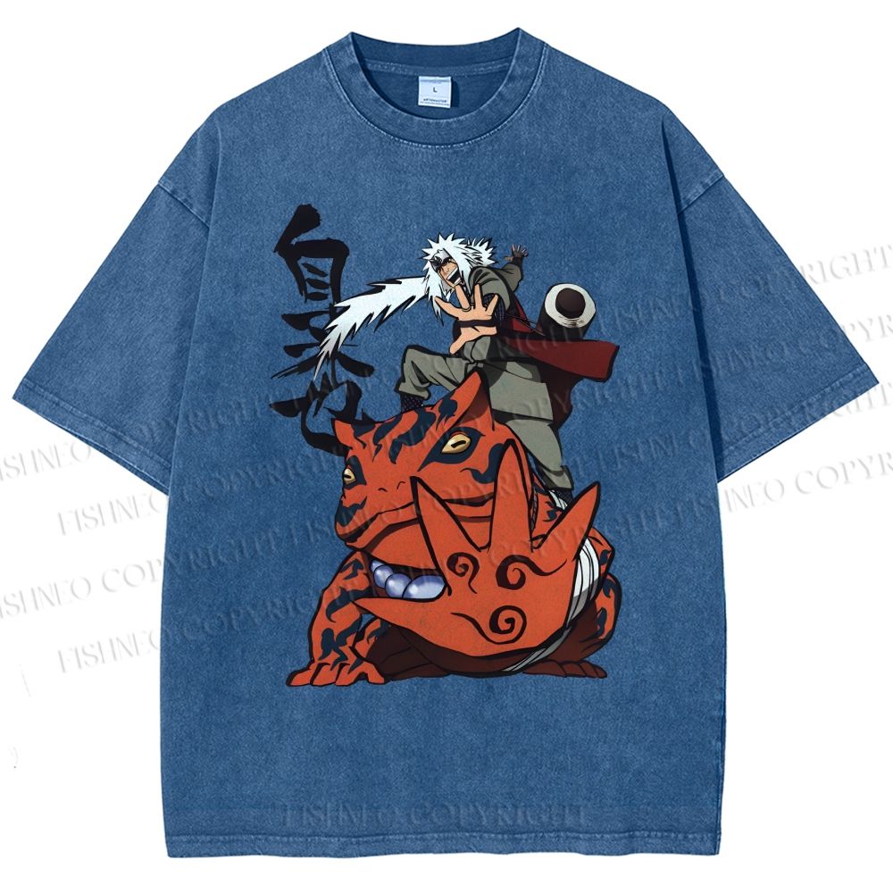 Unisex Jiraiya Gamabunta Printed Washed Tee